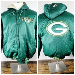Starter Jacket Green Bay Packers Men's Satin Jacket Quilted Sherpa Lined Size M